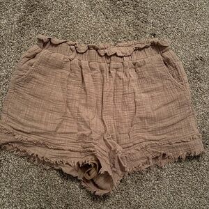 Women's High Waist Ruffle Hem Shorts